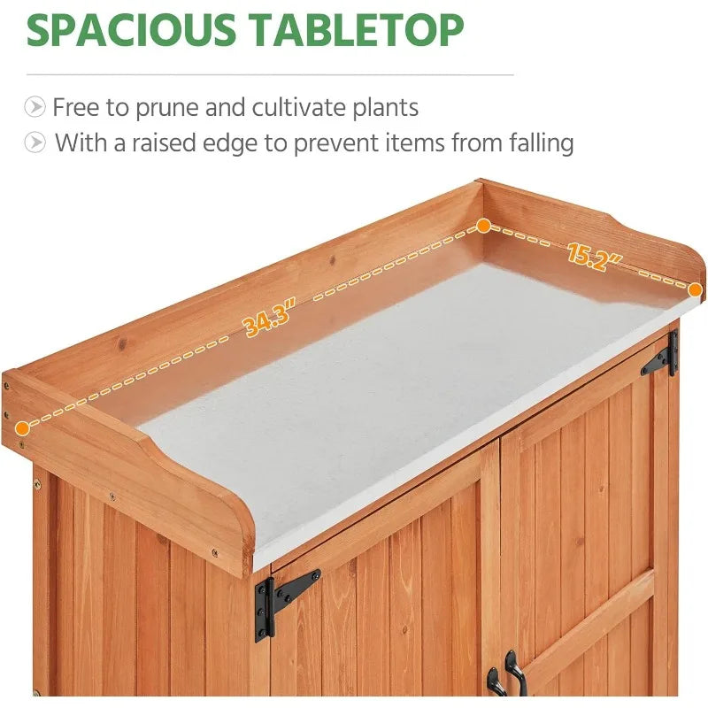 XMSJ Garden Potting Bench Table Outdoor Wooden Workbench