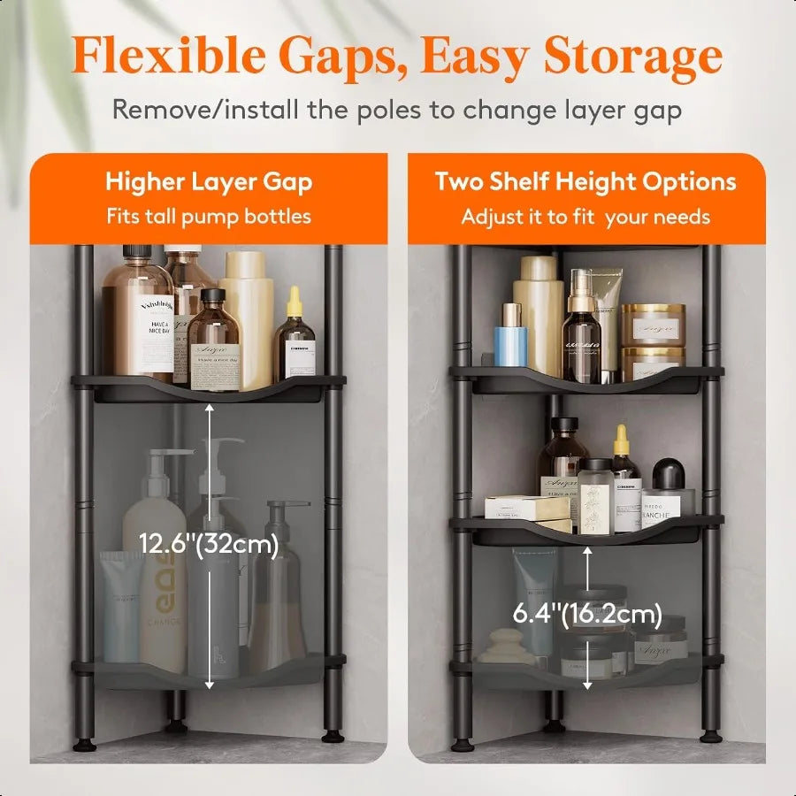Hign-concerned 4 Tier Floor Shower Caddy Bathroom Organizer