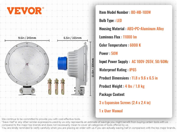 VEVOR LED Barn Light Ultra Bright Daylight Flood Light