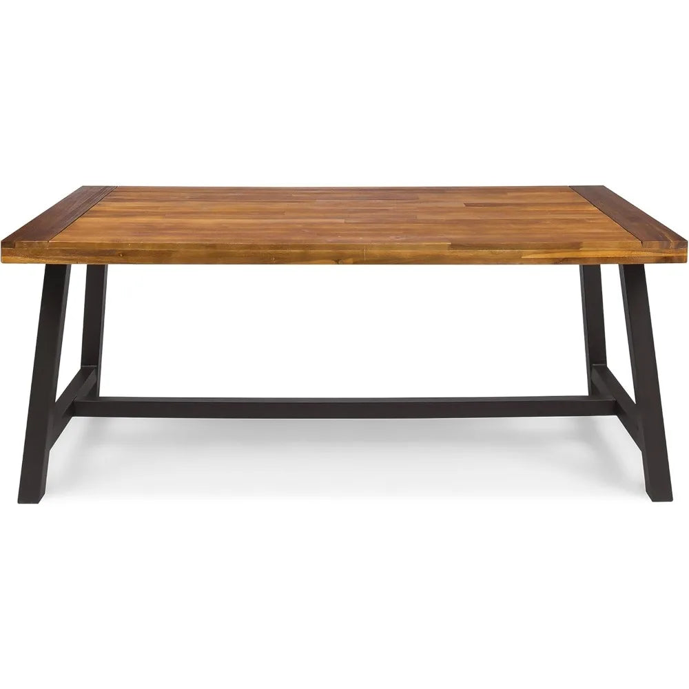 HUANZHUANG Outdoor Dining Table Iron Legs Sandblast Finish