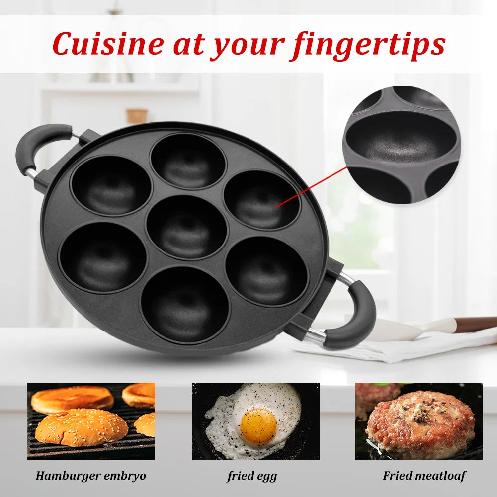 Cast Iron Omelette Pan Seven Hole Nonstick Cake Pan Cookware