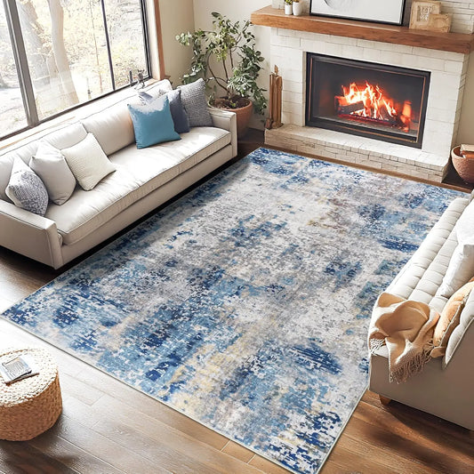 Noahas Modern Abstract Living Room Area Rug Machine Washable