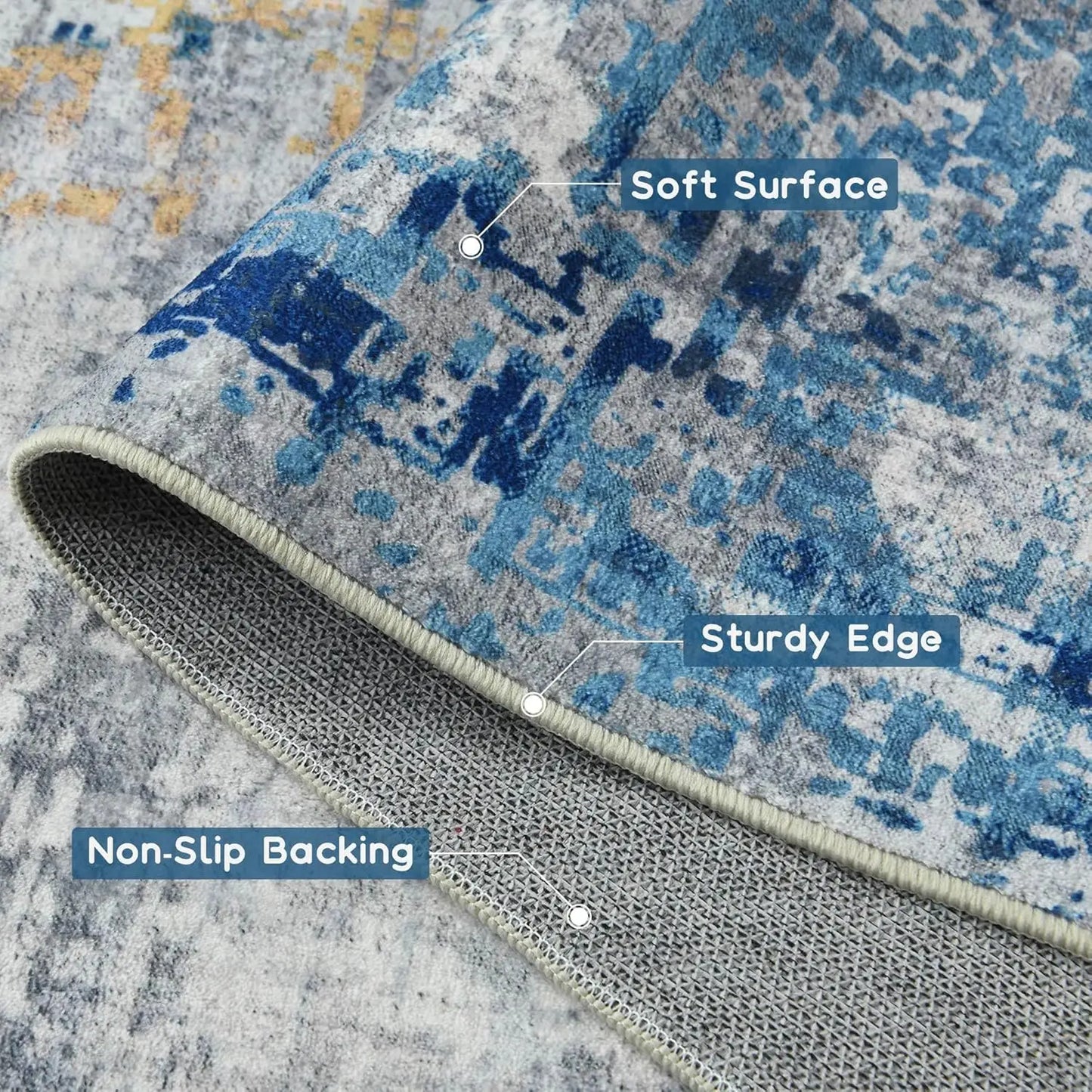 Noahas Modern Abstract Living Room Area Rug Machine Washable