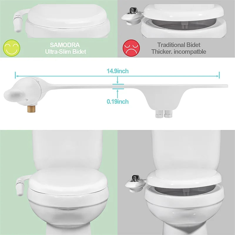 SAMODRA Ultra Slim Bidet Toilet Seat Attachment With Water