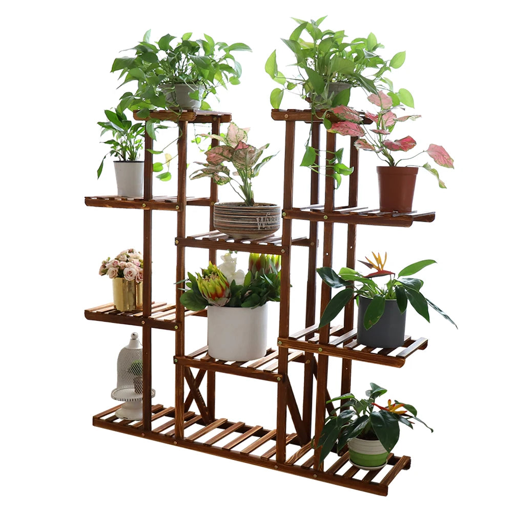 BINGOPA UNHO Multi Tier Plant Stand Indoor Outdoor Wood