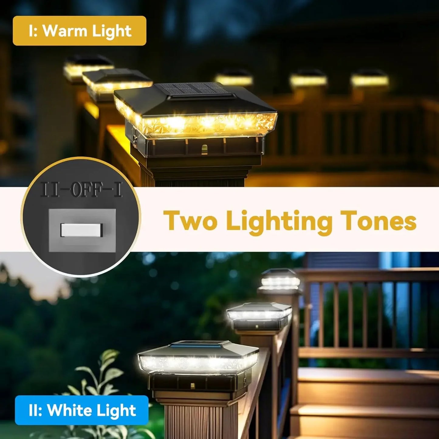 SZRSTH Solar Post Cap LuminaryLight 2 Pack for Decks Posts