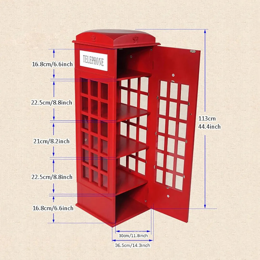 Huanzhuang 5 Tier Wood Bookshelf Telephone Booth Shape
