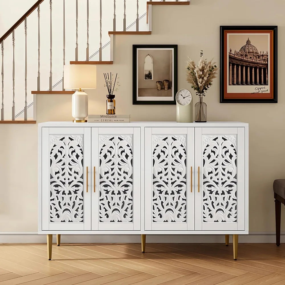 ZHUXIANG Vintage Accent Cabinet With Four Doors Storage