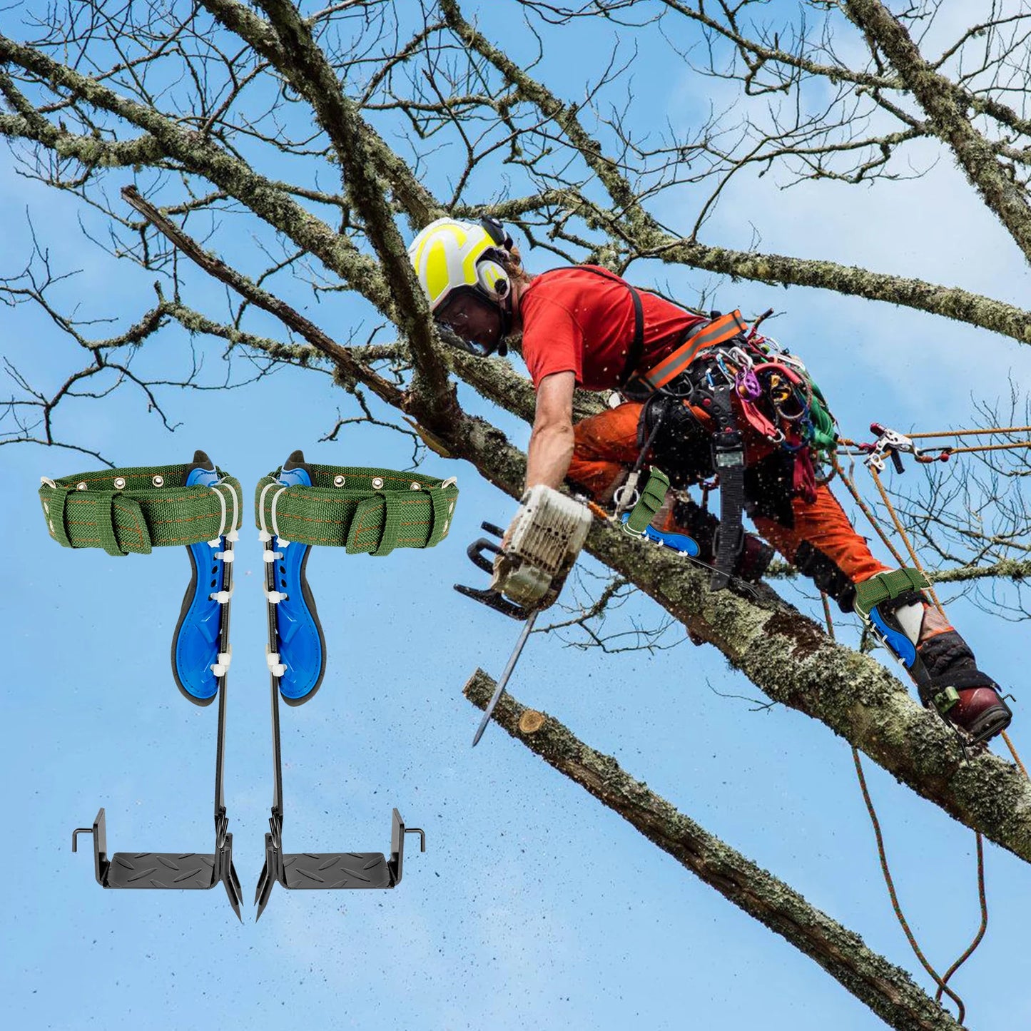 Tree Climbing Spikes Set Professional Safety Belt Tool