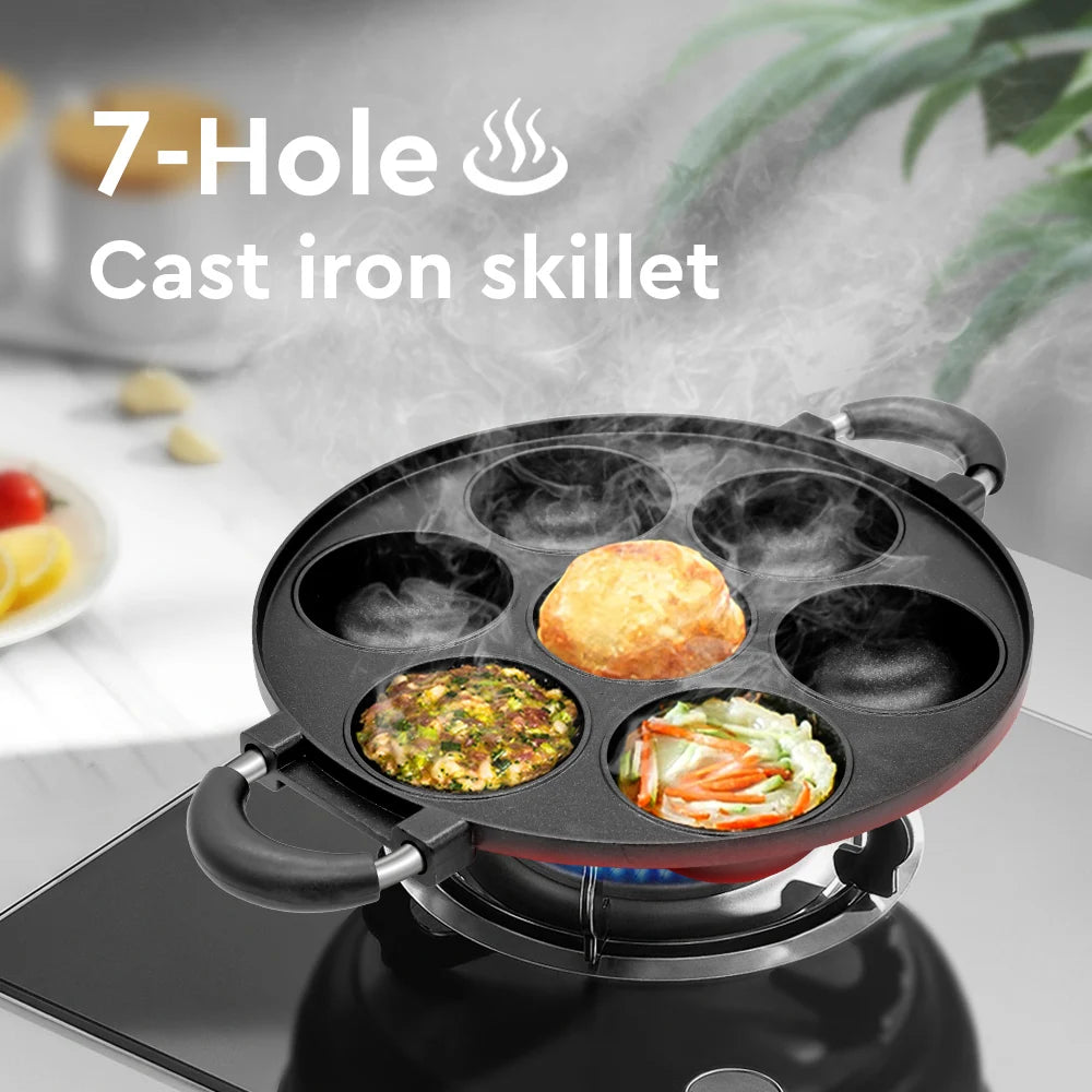 Cast Iron Omelette Pan Seven Hole Nonstick Cake Pan Cookware