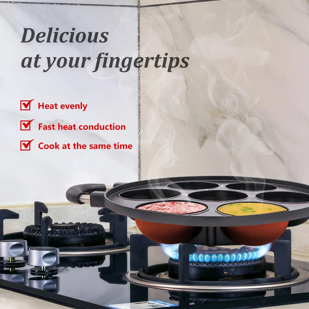 Cast Iron Omelette Pan Seven Hole Nonstick Cake Pan Cookware