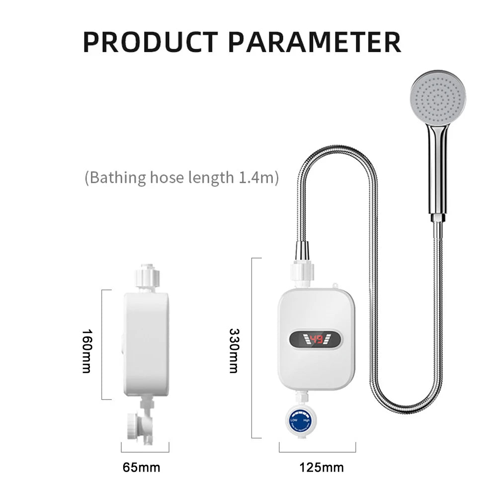 Romellar Bathroom Water Heater LCD Thermostatic Shower