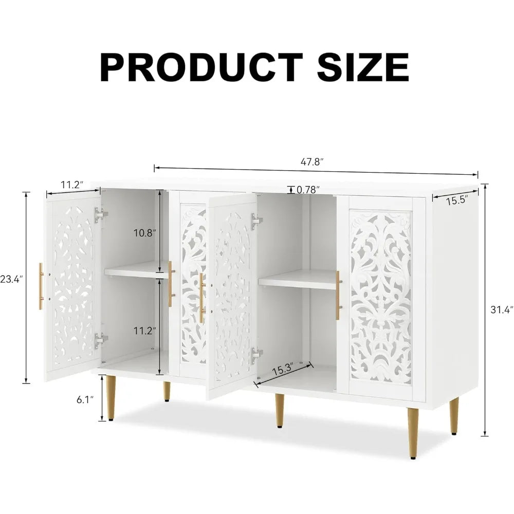 ZHUXIANG Vintage Accent Cabinet With Four Doors Storage