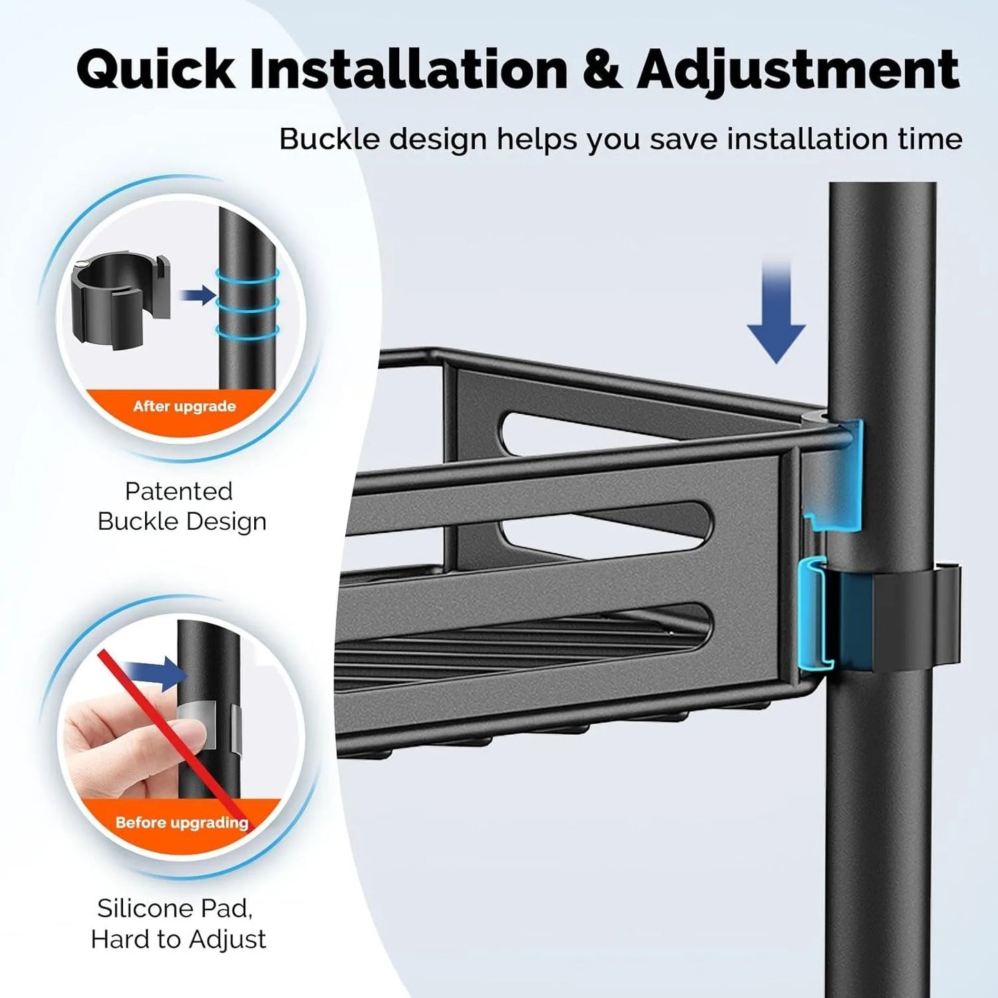 Hign-concerned Corner Shower Caddy Tension Pole Four Tier
