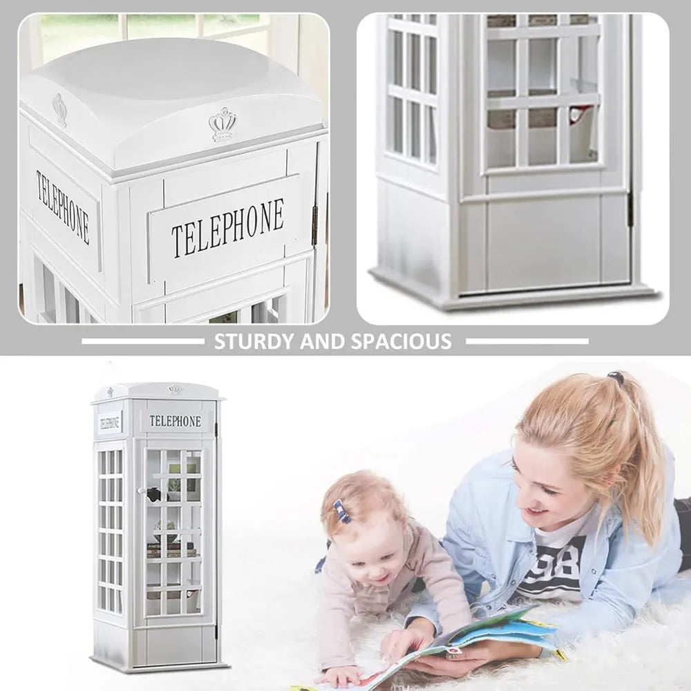 Huanzhuang 5 Tier Wood Bookshelf Telephone Booth Shape