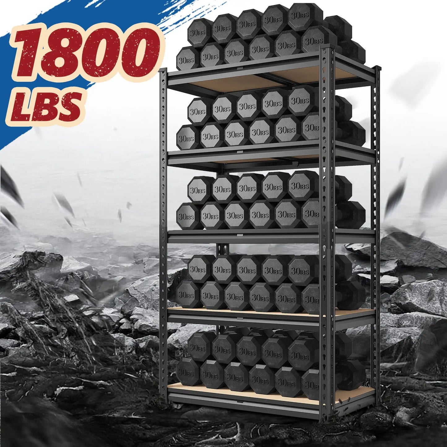 XMSJ 5 Tier Garage Shelving Heavy Duty Storage Shelves