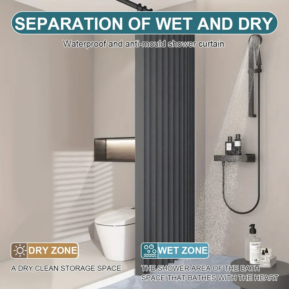 APWIKOGER Foldable Magnetic Shower Curtain Waterproof Bath