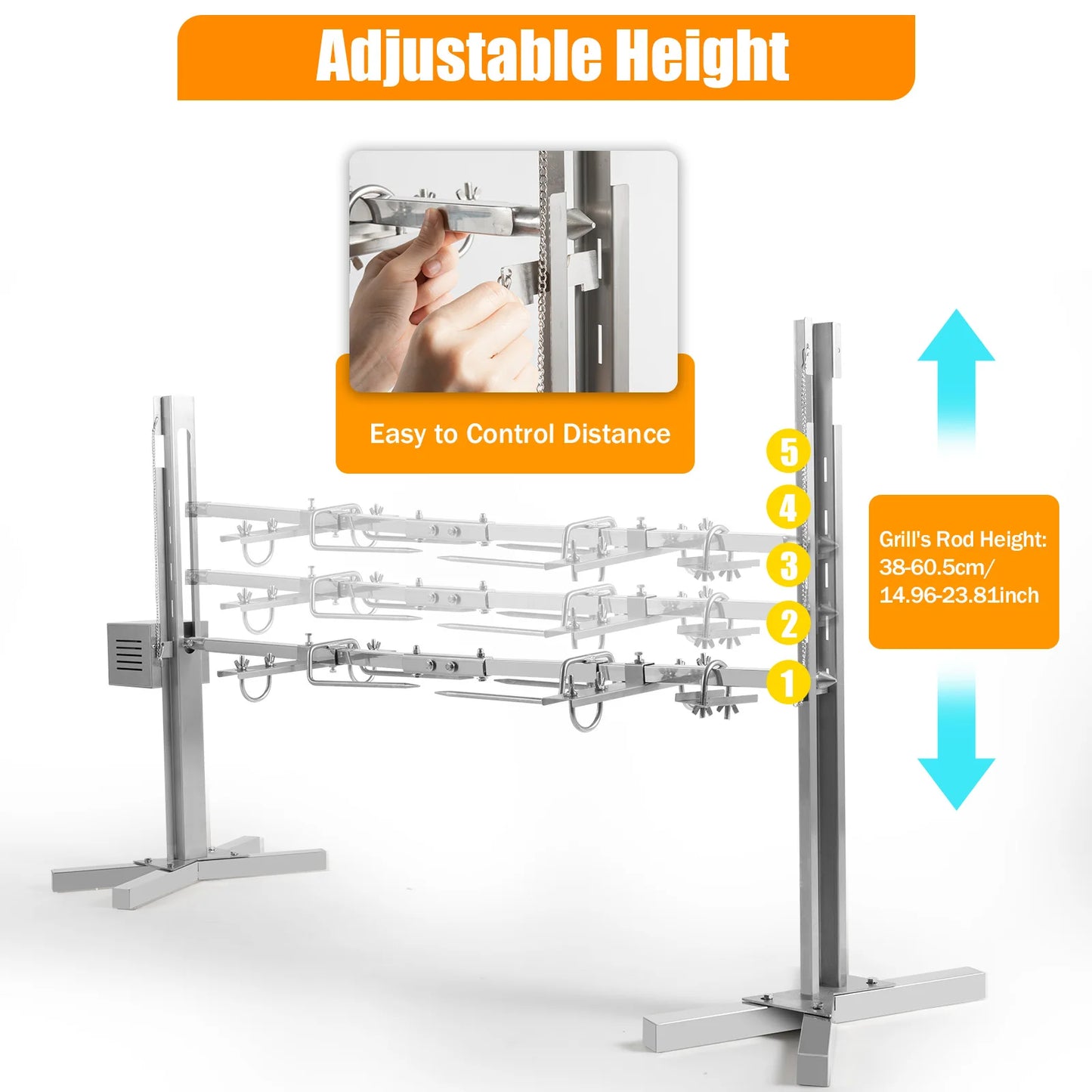 Feature Electric BBQ Rotisserie Grill Kit Stainless