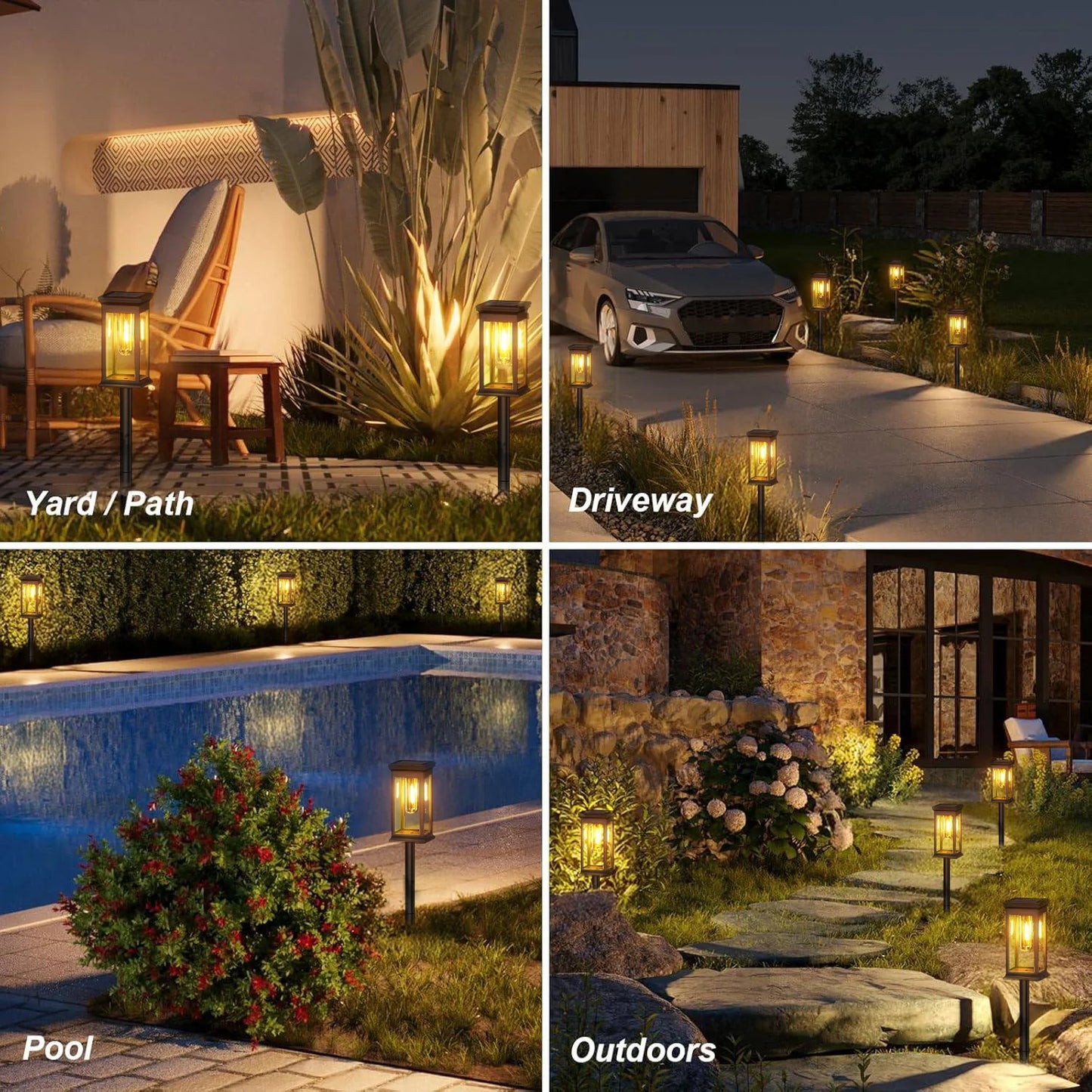 KPSTEK Upgraded Solar Lights For Yard Walkway Garden LED