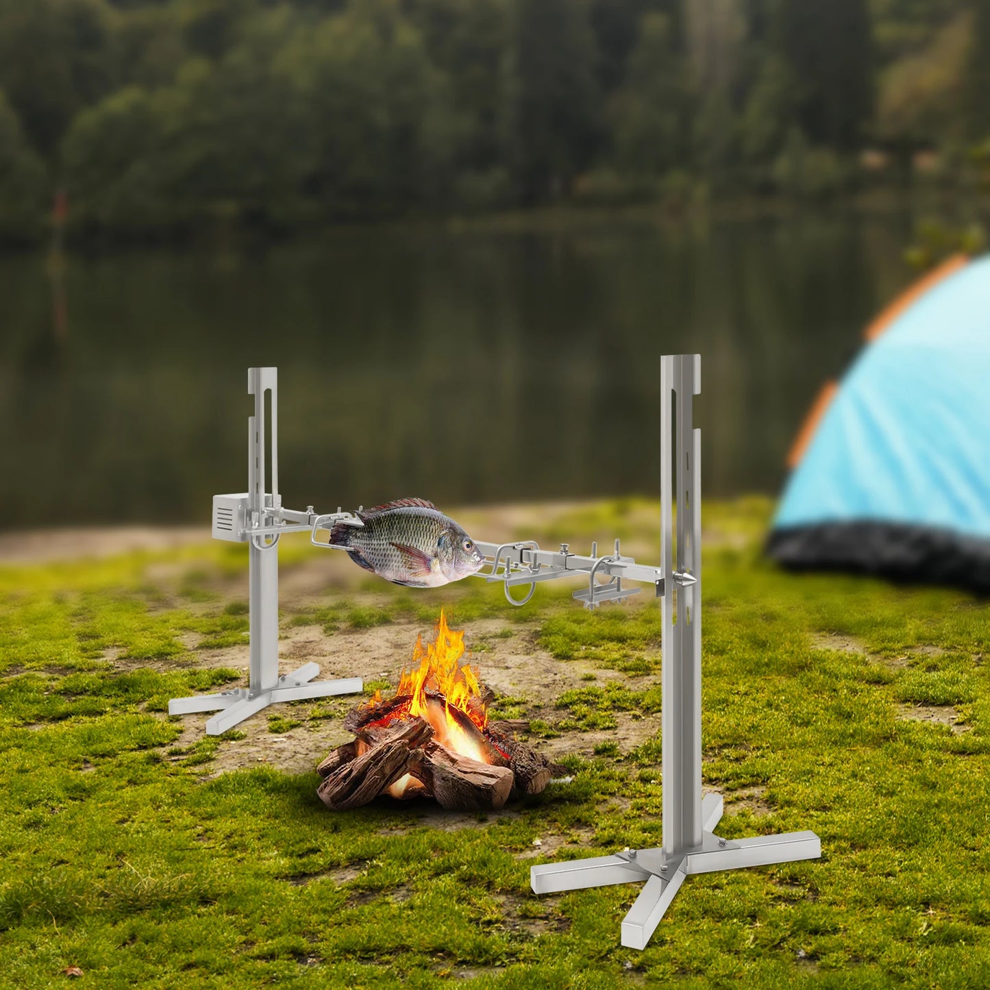 Feature Electric BBQ Rotisserie Grill Kit Stainless