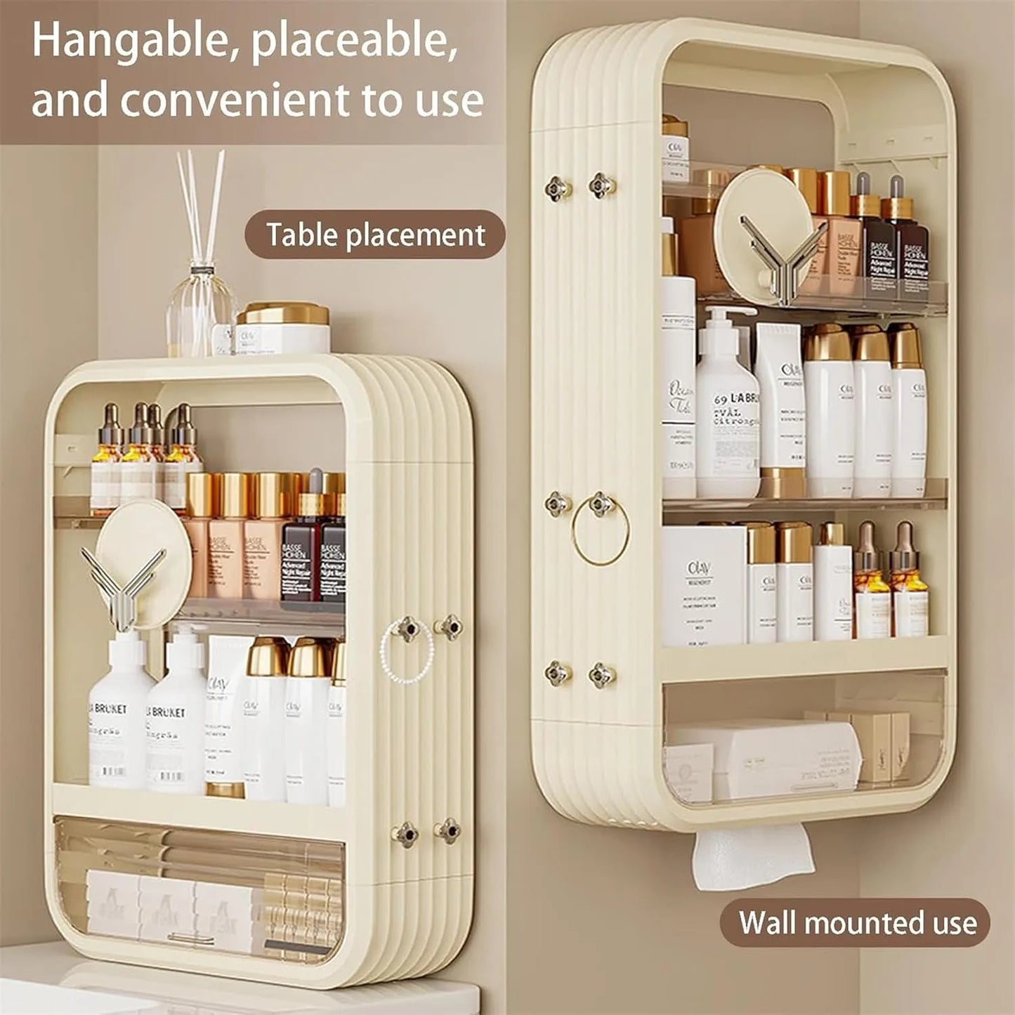 Hign-concerned Wall Mount Makeup Organizer Adhesive Shelf