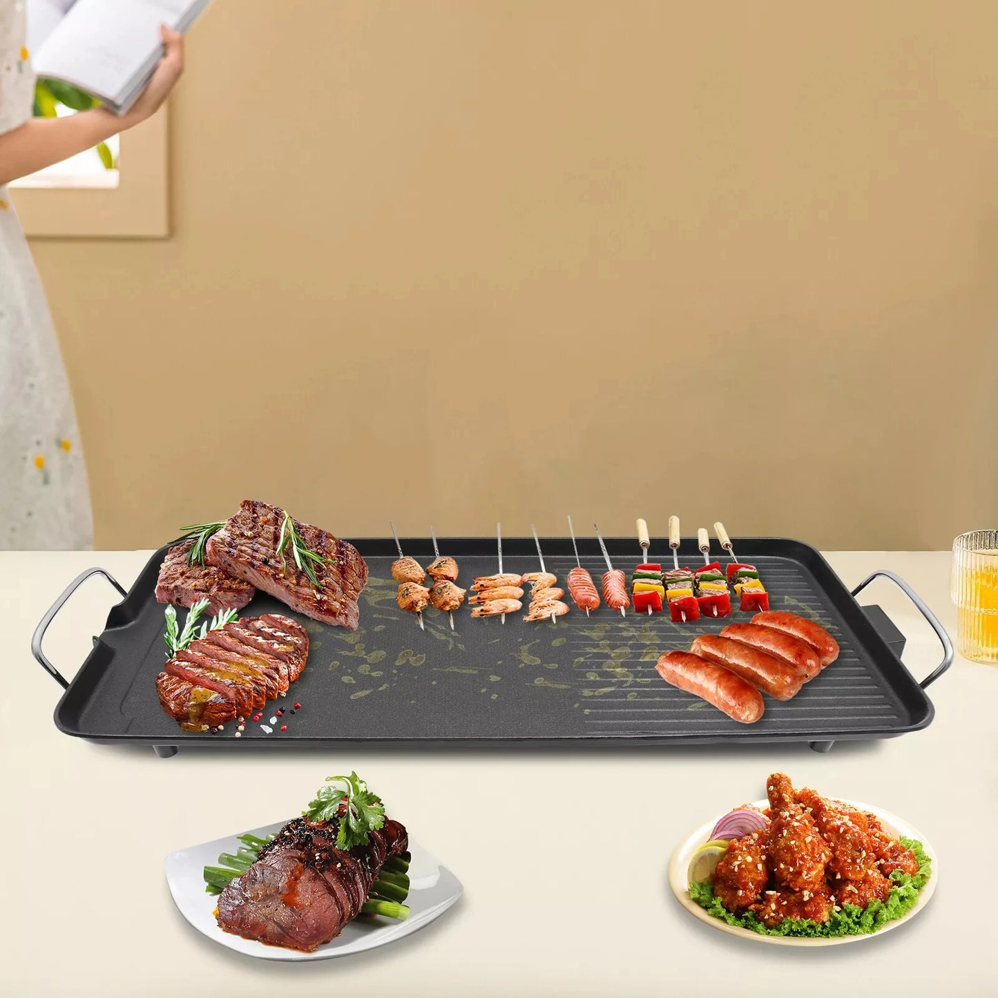 Grill Portable Smokeless Outdoor Electric BBQ Grill 1500W