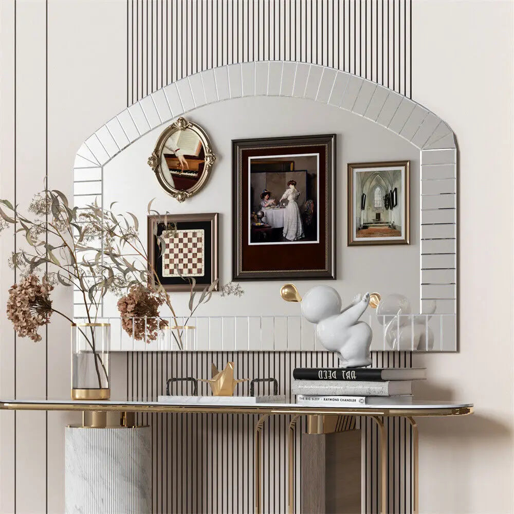 BORWARTH Arched Venetian Mirror With Beveled Glass Frame