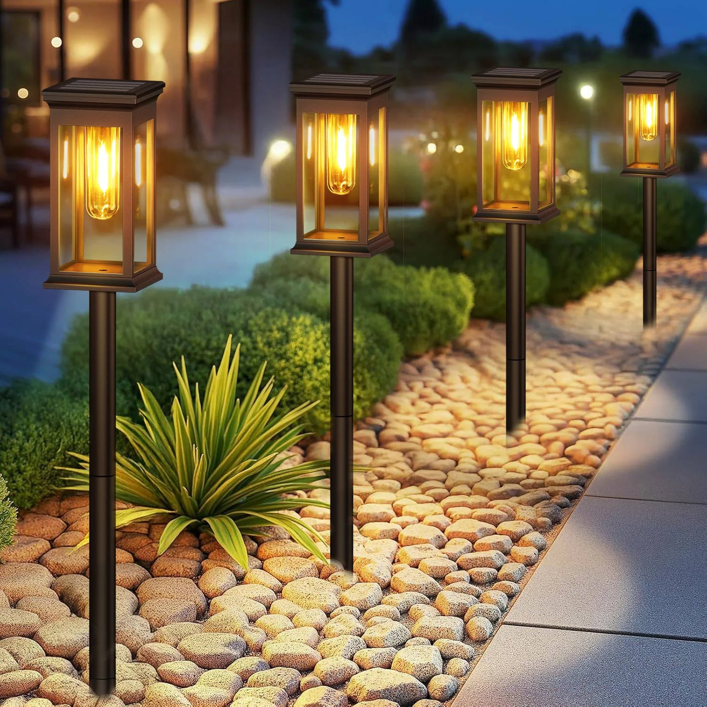 KPSTEK Upgraded Solar Lights For Yard Walkway Garden LED