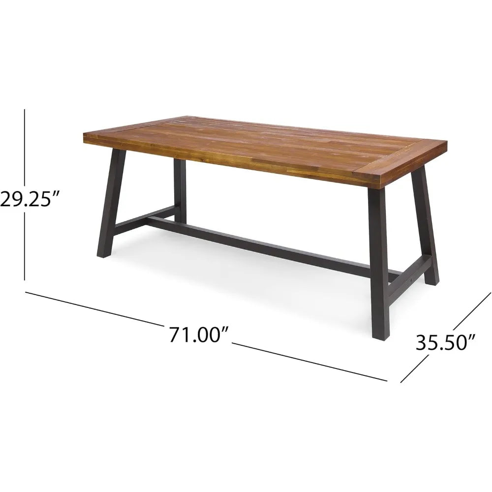 HUANZHUANG Outdoor Dining Table Iron Legs Sandblast Finish