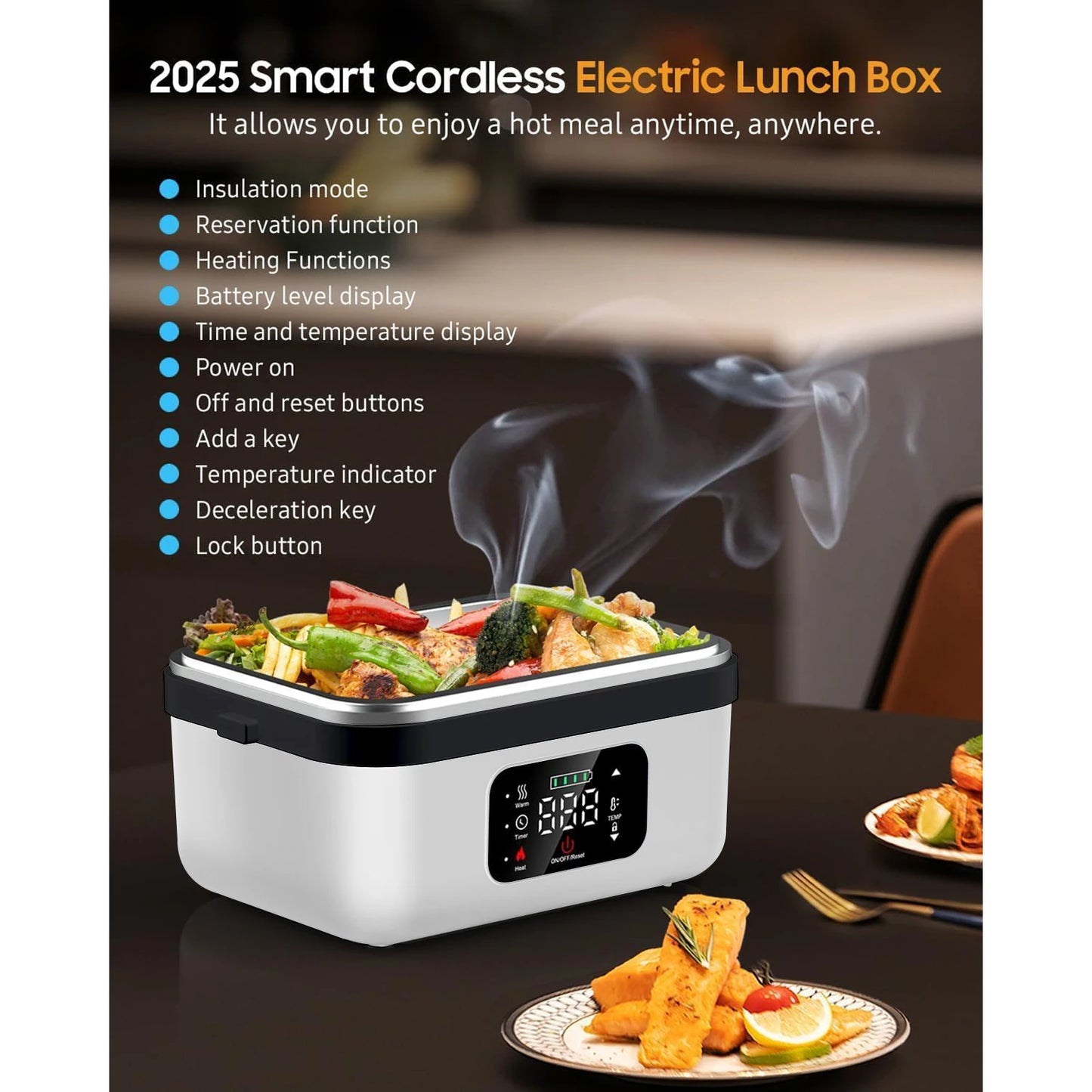 Feature 8000mAh Rechargeable Timer Lunch Box 1L Warmer