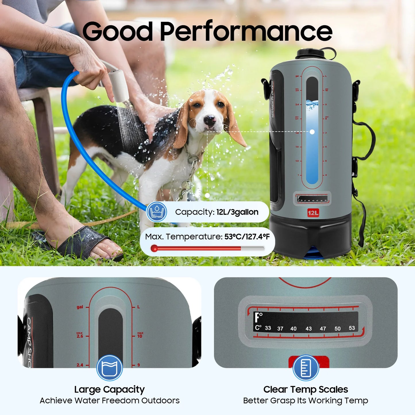 Electric Camping Shower Bag With Auto Pressure Pump