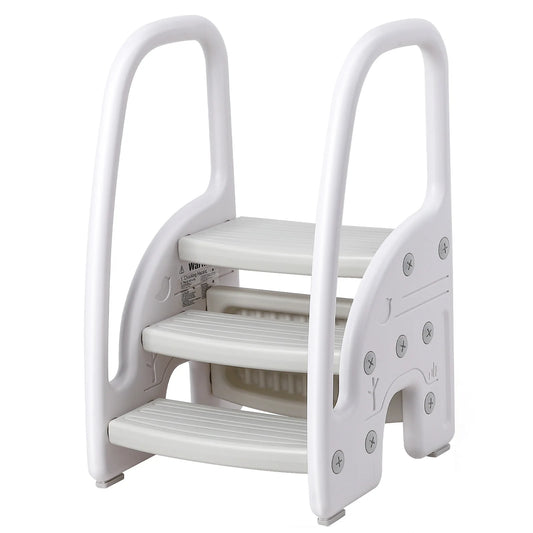 Hign Concerned Toddler Three Step Stool Handles Plastic