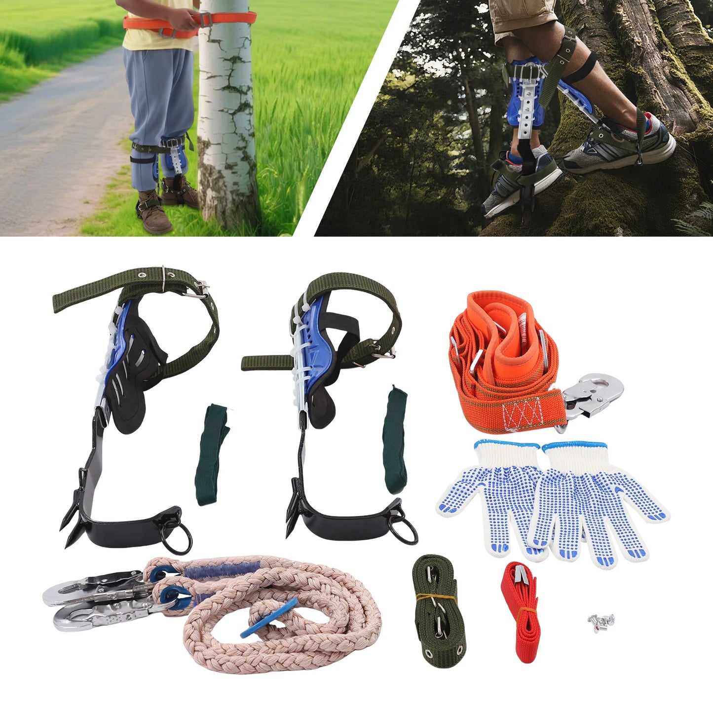 Tree Climbing Spikes Set Professional Safety Belt Tool