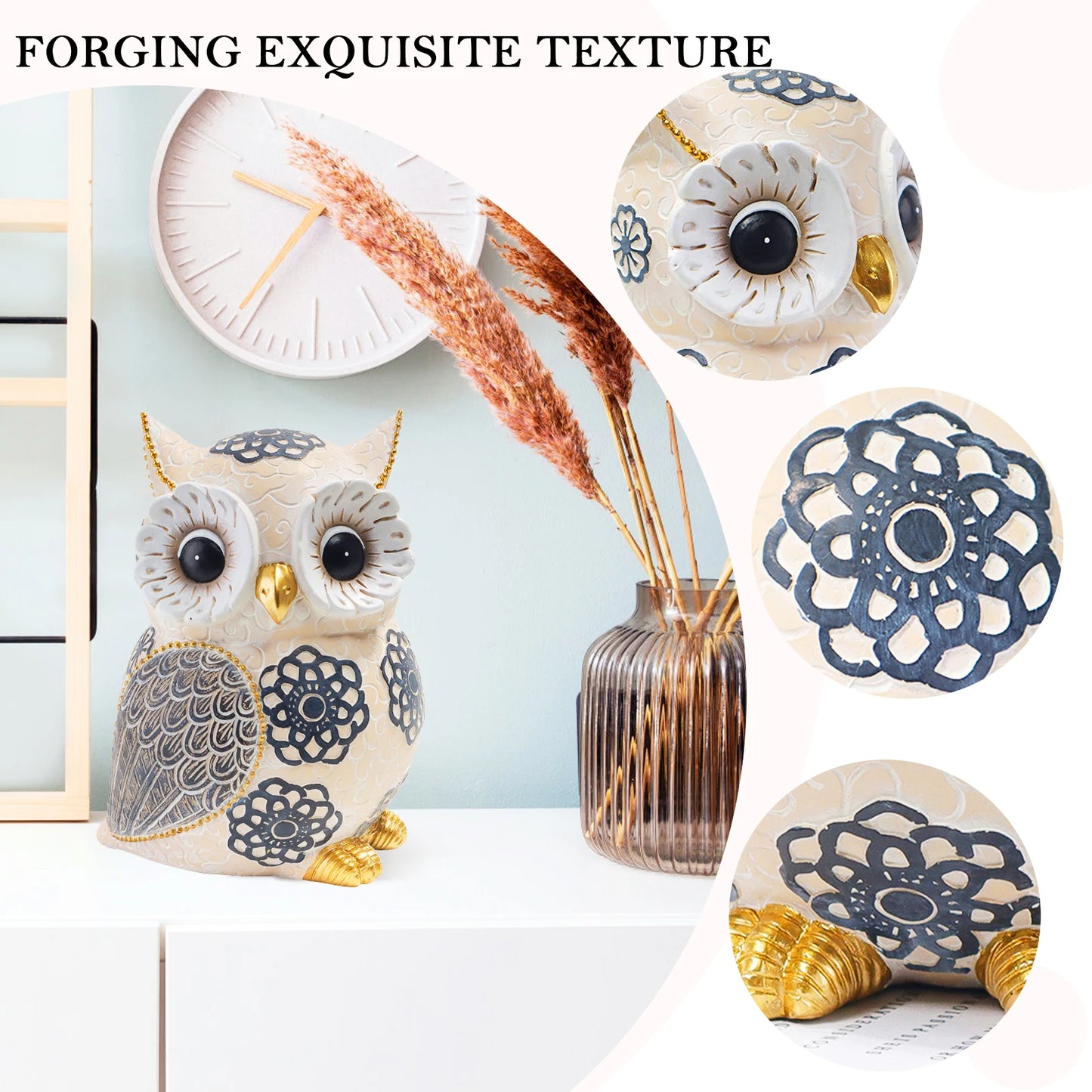 Hign Concerned Resin Owl Desktop Statue Cute Bird Figurine