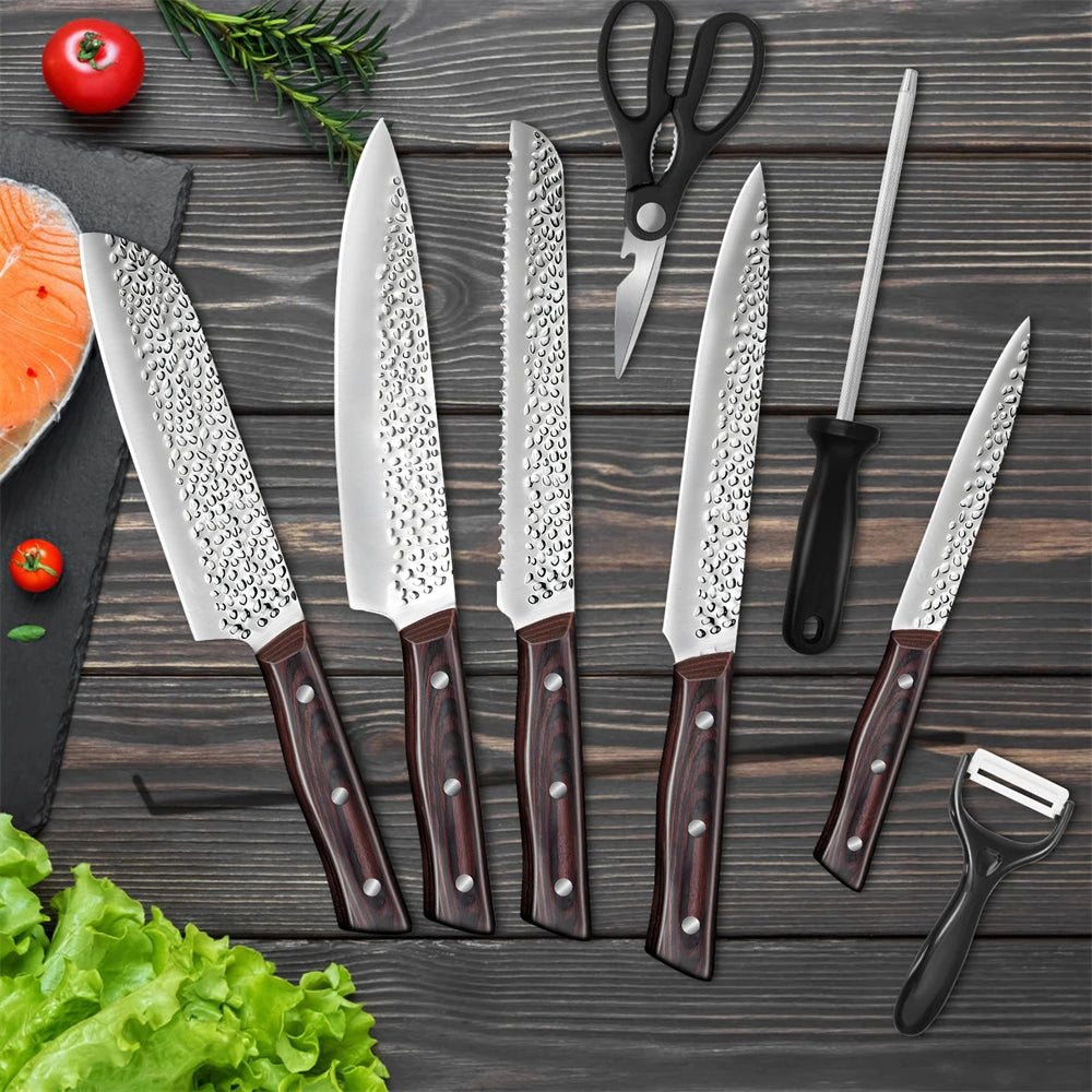 Ruiguan Kitchen Knife Set Santoku Chef Stainless Steel