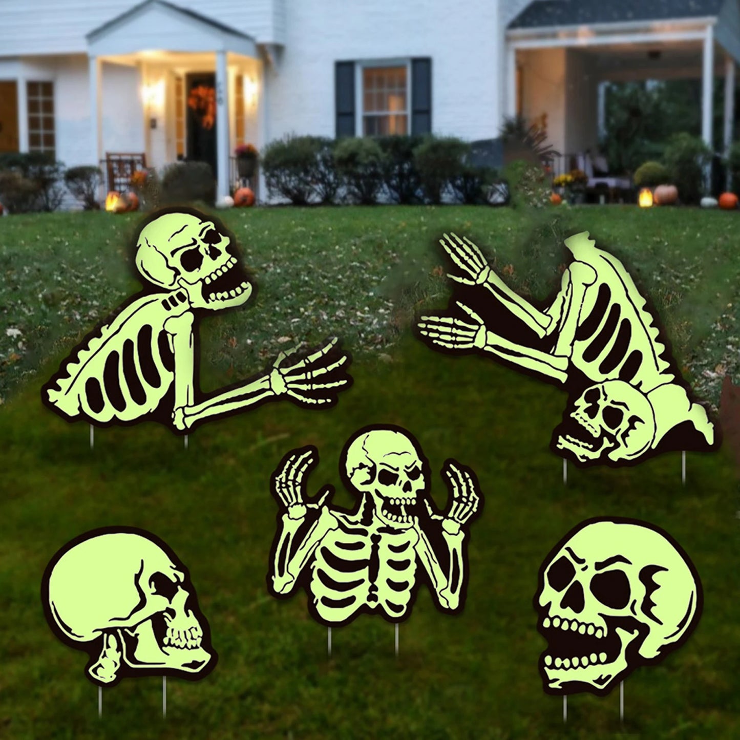 Guangdong Halloween Skeleton Stakes Set Of 5 Glow Signs