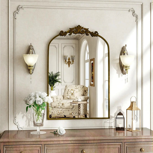 BEAUTYPEAK Vanity Wall Mirror Decorative Vintage Bathroom
