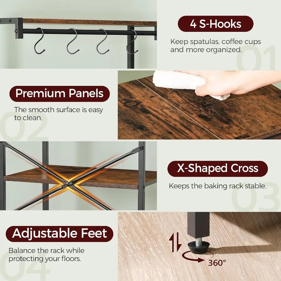 Hign-concerned Bakers Rack With Drawer Microwave Stand