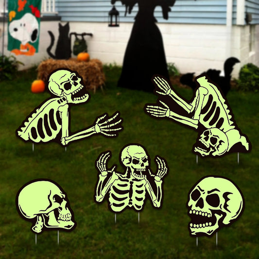 Guangdong Halloween Skeleton Stakes Set Of 5 Glow Signs