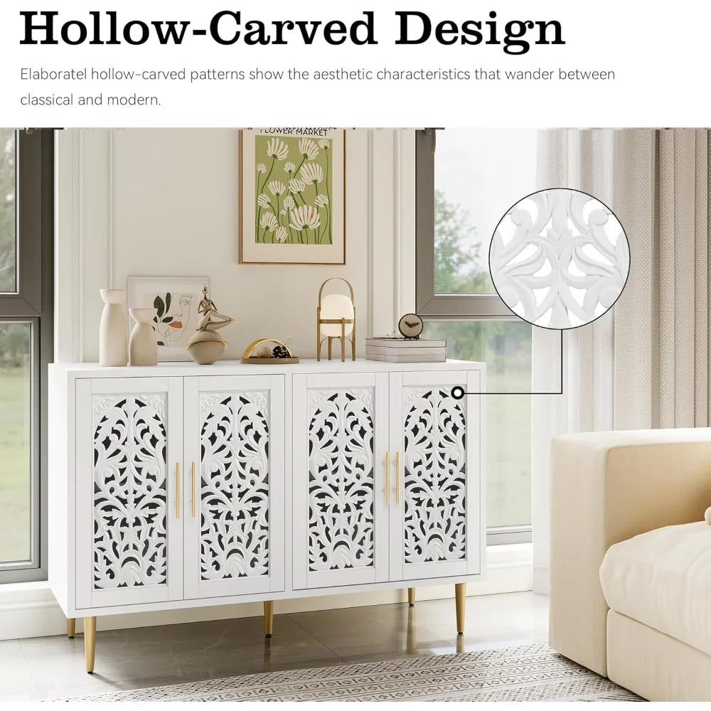 ZHUXIANG Vintage Accent Cabinet With Four Doors Storage