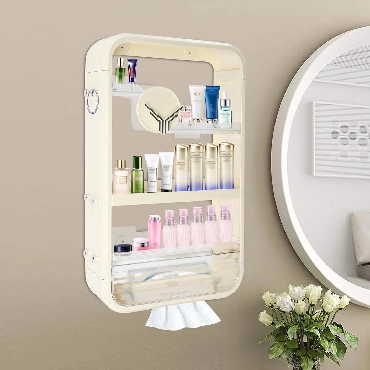 Hign-concerned Wall Mount Makeup Organizer Adhesive Shelf