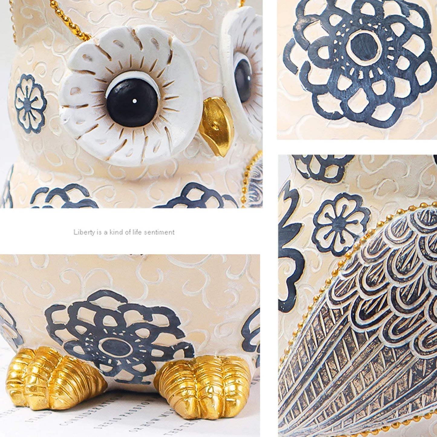 Hign Concerned Resin Owl Desktop Statue Cute Bird Figurine