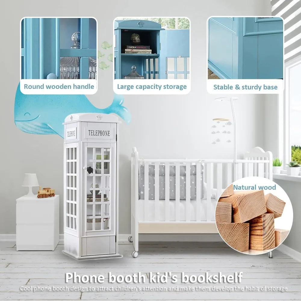 Huanzhuang 5 Tier Wood Bookshelf Telephone Booth Shape