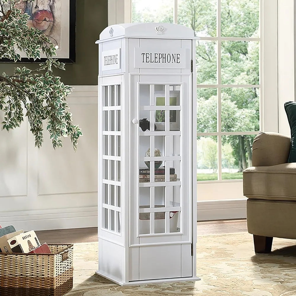 Huanzhuang 5 Tier Wood Bookshelf Telephone Booth Shape
