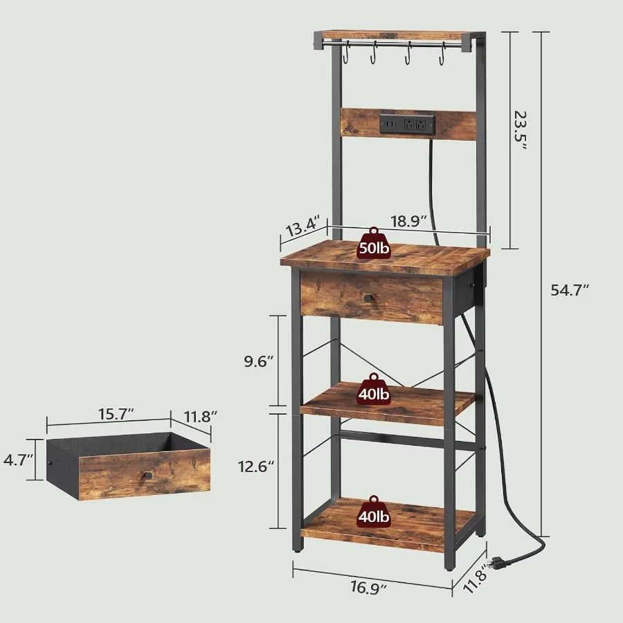 Hign-concerned Bakers Rack With Drawer Microwave Stand