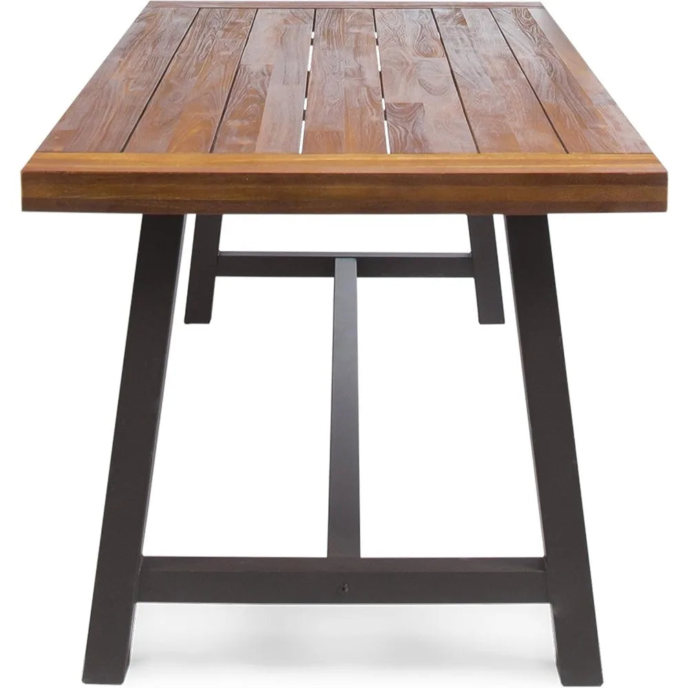 HUANZHUANG Outdoor Dining Table Iron Legs Sandblast Finish