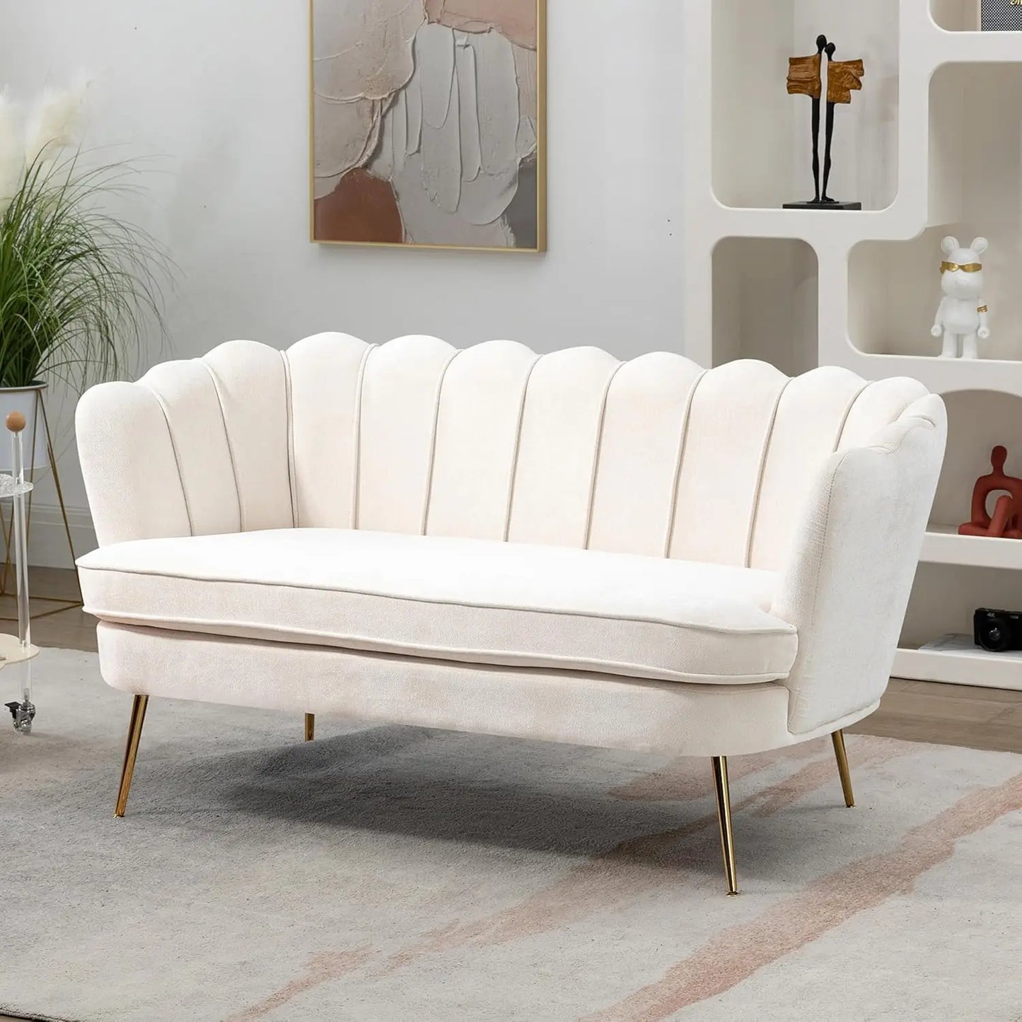 XMSJ Modern Chenille Loveseat Sofa 2 Seater With Gold Legs