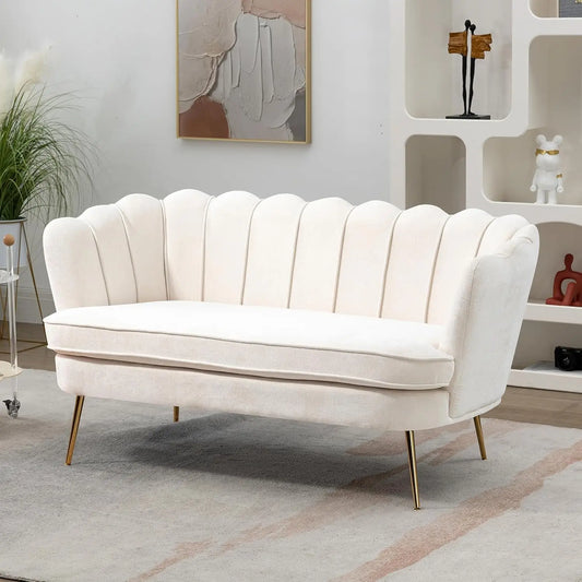 XMSJ Modern Chenille Loveseat Sofa 2 Seater With Gold Legs