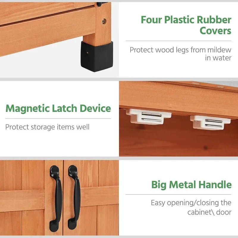 XMSJ Garden Potting Bench Table Outdoor Wooden Workbench