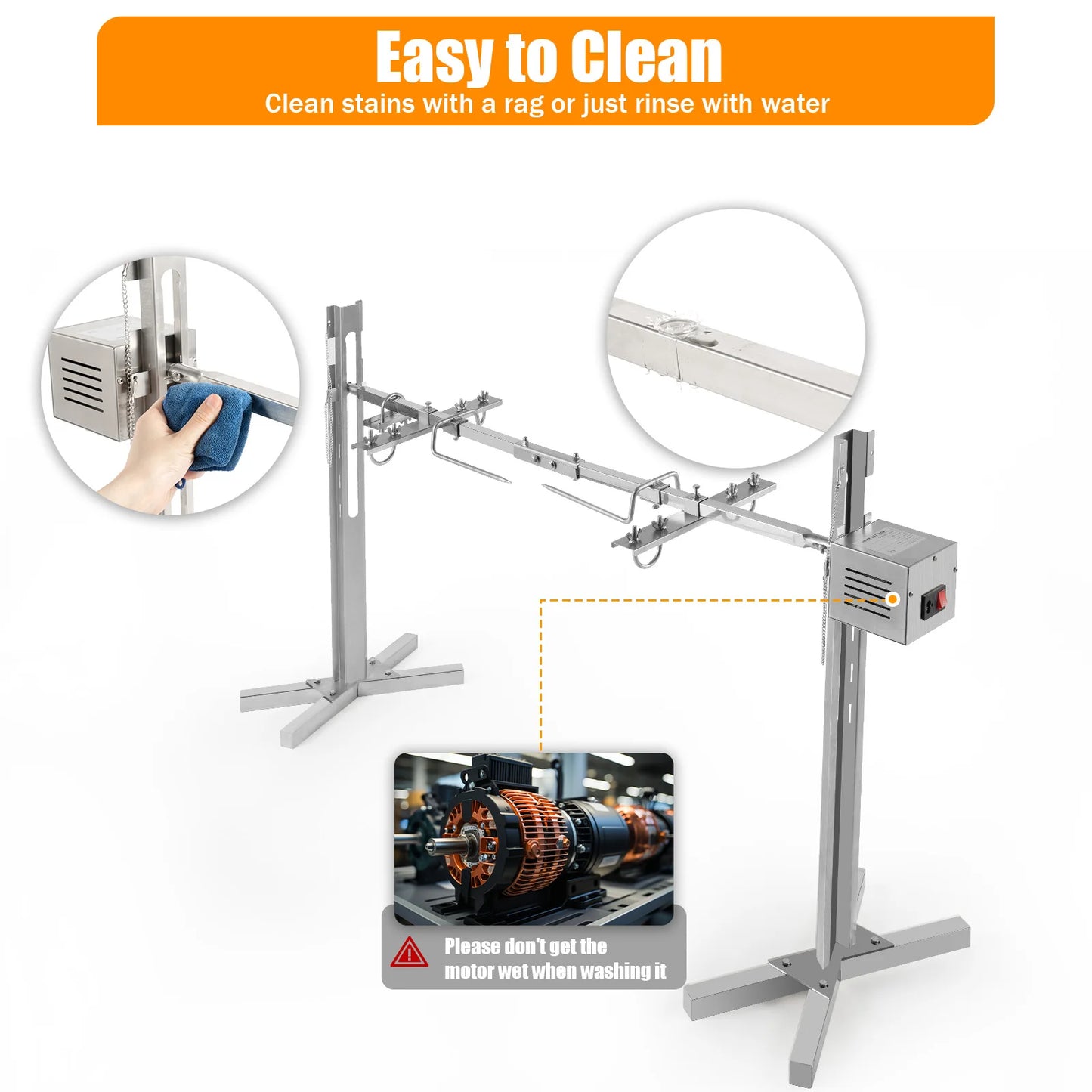 Feature Electric BBQ Rotisserie Grill Kit Stainless